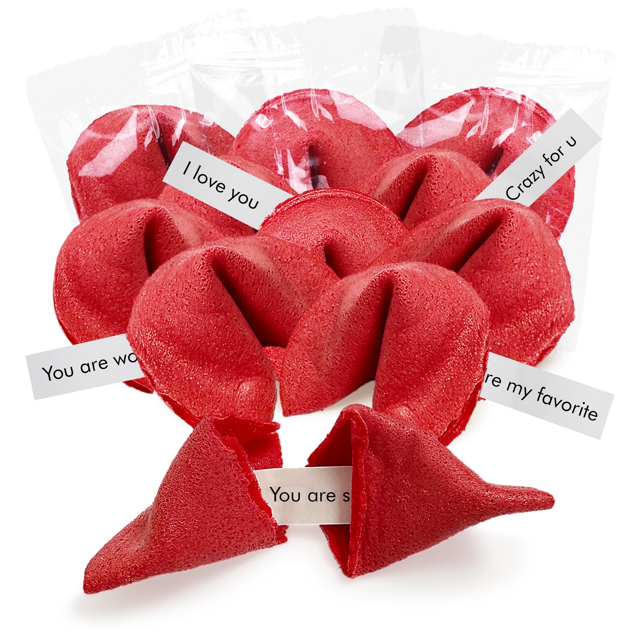 4E's Novelty Valentine Fortune Cookies (50 Pcs) - Individually Wrapped with 50 Valentine Messages